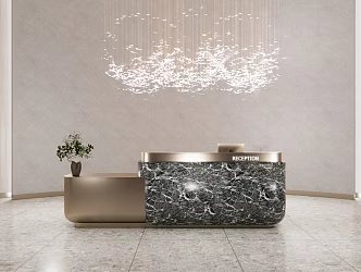 Light Luxury Information Desk Modern Information Desk Front Desk Reception Desk Reception Front Desk Bar Combination Chandelier 3d model