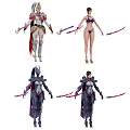 Game and Movie Characters with Swords Wearing Different Armor Outfits