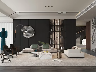Modern living room sofa coffee table combination 3d model