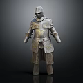 Medieval Knight Armor With Metallic Body And Decorative Gold Patterns 3d model