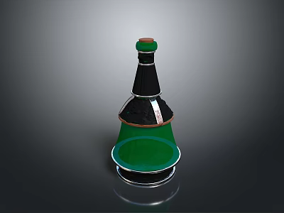 Green And Black Layered Household Decorative Bottle With Wooden Lid And Smooth Base Design 3d model