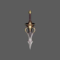 Ornate Decorative Sword With Golden Accents Intricate Hilt And Silver Blade