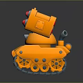 Orange Toy Military Tank with Dual Cannons Red Lights and Tracked Design