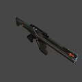 Futuristic Rifle With Sleek Black Metallic Design Glowing Red Accents Ergonomic Grip And Magazine