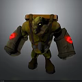 3D Mythical Creature Character With Green Skin Armor And Glowing Arms Design