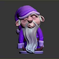 Purple Gnome Figurine With Long White Beard And Closed Eyes Decorative Ornament