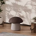 Mushroom Shaped Leisure Chair Dark Brown Top And Gray Base With Shadow Patterns On Wall