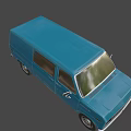 Classic Blue Vintage Van Exterior With Retro Design And Chrome Details