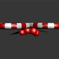 Festive Red And White Striped Candy Canes With Crossed Design And Red Berries Green Leaves