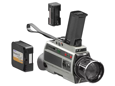 Vintage Digital Video Camera With Rechargeable Battery And Cassette Tape 3d model
