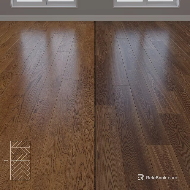 Dark Hardwood Floor With Natural Wood Grain And Glossy Surface Finish 3d model 