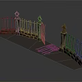 Ornate Iron Fence Structure With Stone Pillars Arched Design And Decorative Finials
