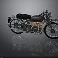 Vintage Black Motorcycle With Black Leather Seat Shiny Metallic Engine And White Wall Tires