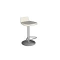 Sleek White Bar Stool With Padded Seat Metal Frame And Round Base