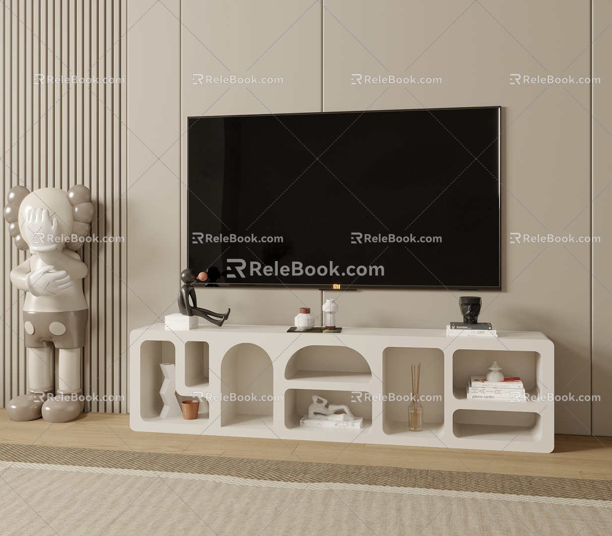 modern TV cabinet cream TV cabinet 3d model