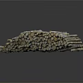 Natural Stacked Wood Logs Featuring Varied Lengths And Smooth Textured Surfaces