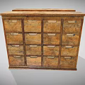 Wooden Display Cabinet Shelves with Multiple Open and Closed Drawers for Rustic Storage Showcase