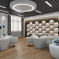 Modern Exhibition Hall Interior With Digital Screens White Seats And Lighting