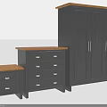 Gray And Wooden Top Home Furniture Collection Featuring Dresser Cabinet Wardrobe