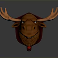 Game and Movie Character Brown Moose Head With Antlers Stylized