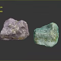 Closeup View of Two Natural Stone Materials with Gray And Yellow Surface Textures