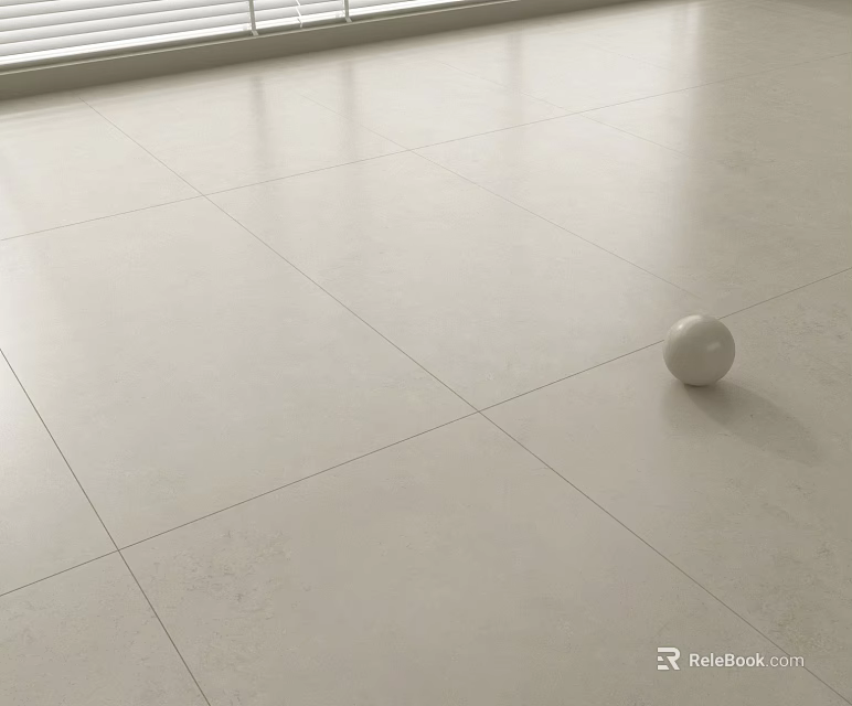 Light Colored Floor Tiles With Smooth Surface And White Ball Under Natural Light 3d model