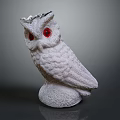 White Owl Statue With Red Eyes Textured Feather Details And Sturdy Base Flying Animal
