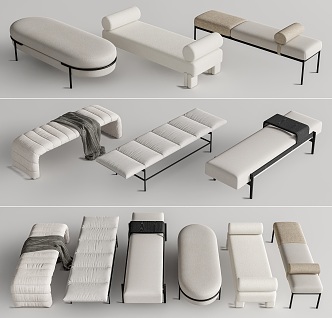 Modern Bed End Stool Bench Sofa Stool Shoe Changing Stool 3d model