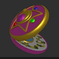 Exquisite Open Design Jewelry Ring With Golden Frame Pink Central Stone And Colored Gemstones