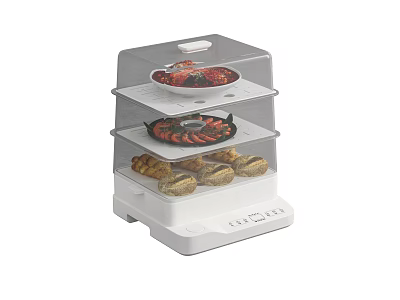 Three Tier Electric Food Steamer For Healthy Steaming Various Kitchen Foods 3d model