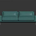Modern Teal Leather Two Seater Sofa With Cushions And Metal Legs