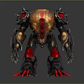 Mechanical Creature Character Featuring Red Gold Armor Spikes And Sharp Claws