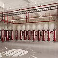 Kickboxing Fitness Training Area With Boxing Ring Red White Ropes And Ceiling Lighting