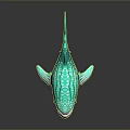 Green Shark Model With White Spots On Black Background And Reflection