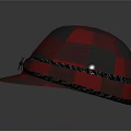 Stylish Red And Gray Plaid Knitted Hat With Ribbon Decoration