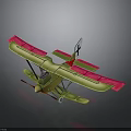 Green Fuselage Pink Wings Biplane Model Vintage Aviation Collectible for Space Lovers