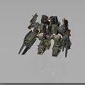 Sci Fi Mechanical Battle Robot With Green Metal Body Orange Parts Weaponized Claws And Mechanical Arms