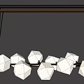 Elegant Modern Crystal Chandelier With Geometric Glass Pieces On Golden Hanging Bar