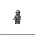 Detailed Lego Minifigure Featuring Silver Mechanical Armor Blue Chest Core And Yellow Back Gear Design