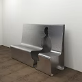 Modern Public Chair With Metal Structure Human Silhouette Cutout In Indoor Setting