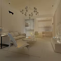 Modern Living Room With Yellow Decorative Painting Geometric Chandelier Black Sofa Yellow Cushions And Rug