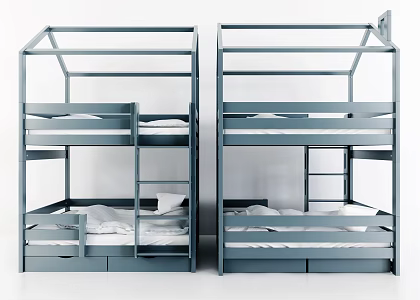 Modern Top-Down Bed Minimalist Wooden Shelf Top-Down Double Bed 3d model