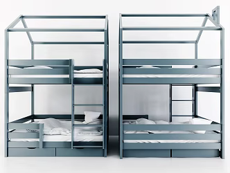 Modern Top-Down Bed Minimalist Wooden Shelf Top-Down Double Bed 3d model