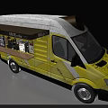 Choco Cake Food Truck with Yellow White Body Open Awning Serving Window and Menu Board
