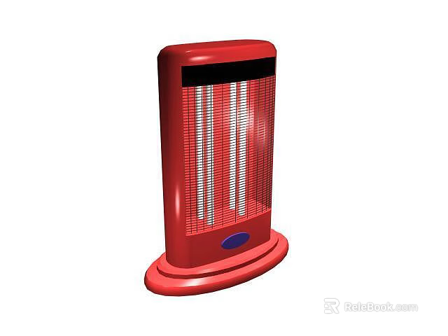 Red Vertical Electric Heater With Heating Element And Control Button For Home Use 3d model 