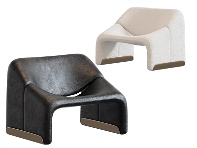 Modern Single Sofa Design Black And White With Ergonomic Shape And Brown Base 3d model