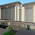 Classical Office Building With Symmetrical Structure Grand Entrance Columns And Courtyard