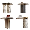 Elegant Modern Side Tables With Marble Tops And Brass Bases Various Designs 3d model