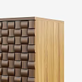 Stylish Woven Grid Pattern Solid Wood Chest Of Drawers Ideal For Living Room Storage Decor