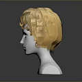 Game and Movie Character 3D Head Model With Golden Curly Hair And White Features
